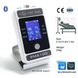 TG0417 Bluetooth portable patient monitor, ECG, HR, NIBP, Spo2, Resp, TEMP 