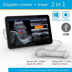 TG0430 Convex + linear 2in1 Doppler ultrasound scanner for Mobile phones and tablets, USB Convex + linear ultrasound scanner for human / Veterinary